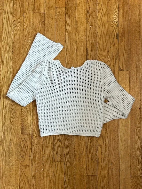 Garage Square Neck Crochet Long Sleeve Top - Picture 3 of 5